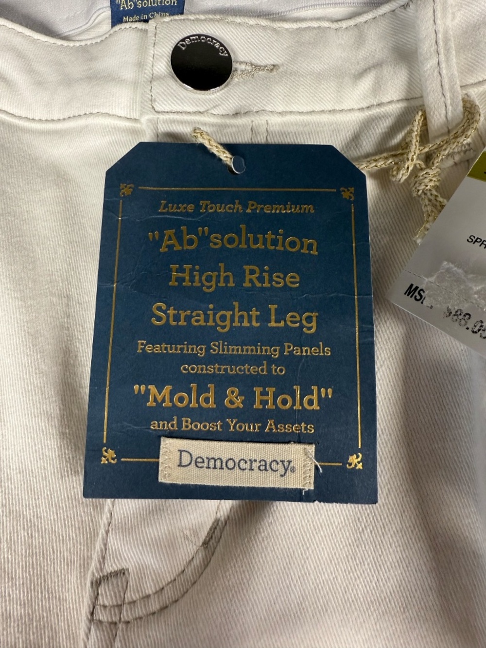 Democracy Ab Solution White High Rise Straight Leg Jeans Crop Paneled Sz 14 NWT - Picture 9 of 14